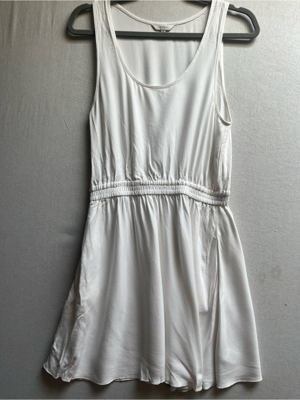 Talula Aritzia White Sleeveless Elastic Waist Skater Mini Dress S